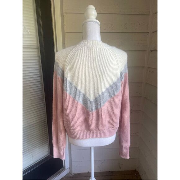 NWT LA Hearts PAC Sun Tri Color Block Fuzzy Knit Cropped Sweater Size M - Picture 8 of 12